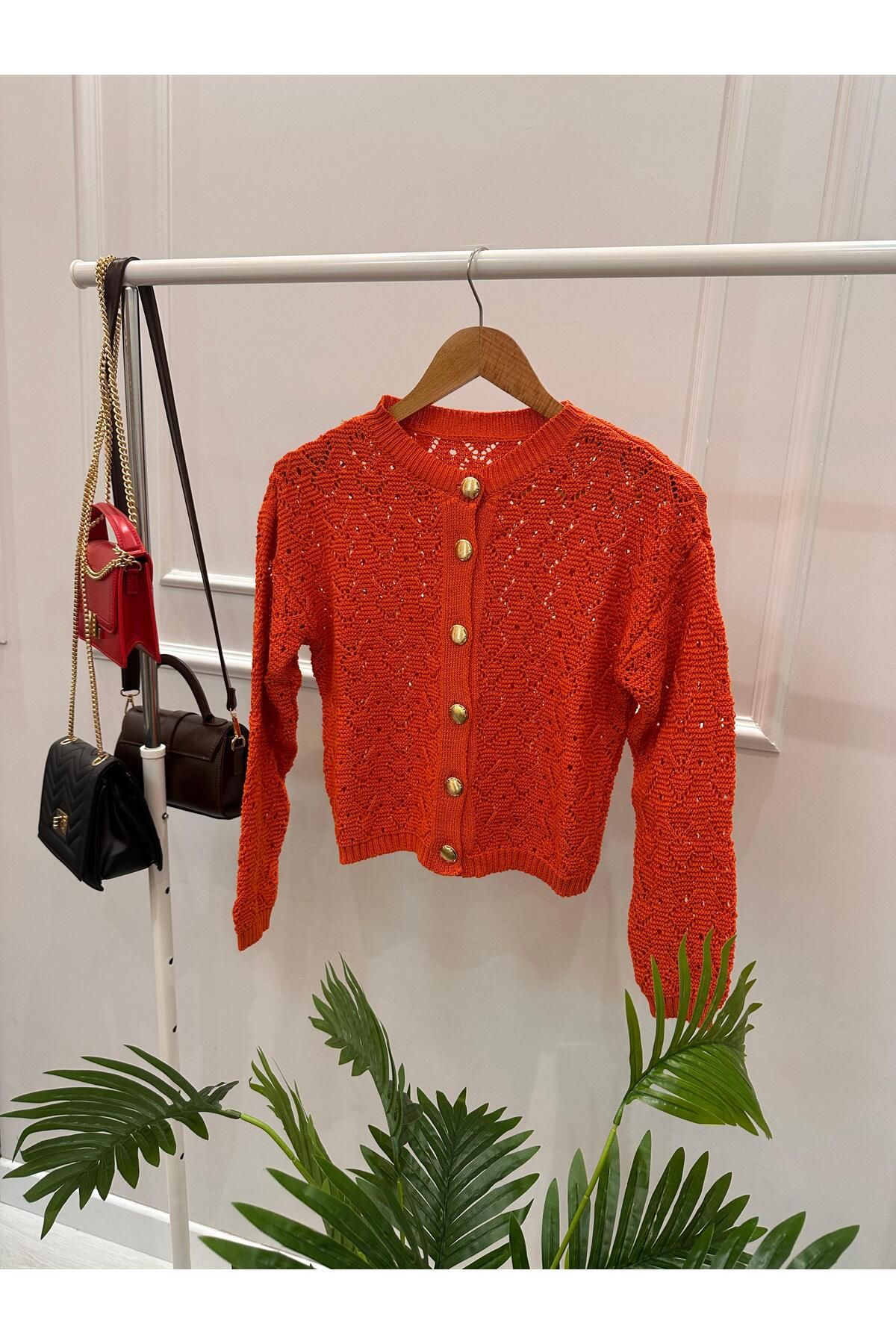 Butik Ajurlu Düğmeli Mevsimlik Triko Hırka BK-4383