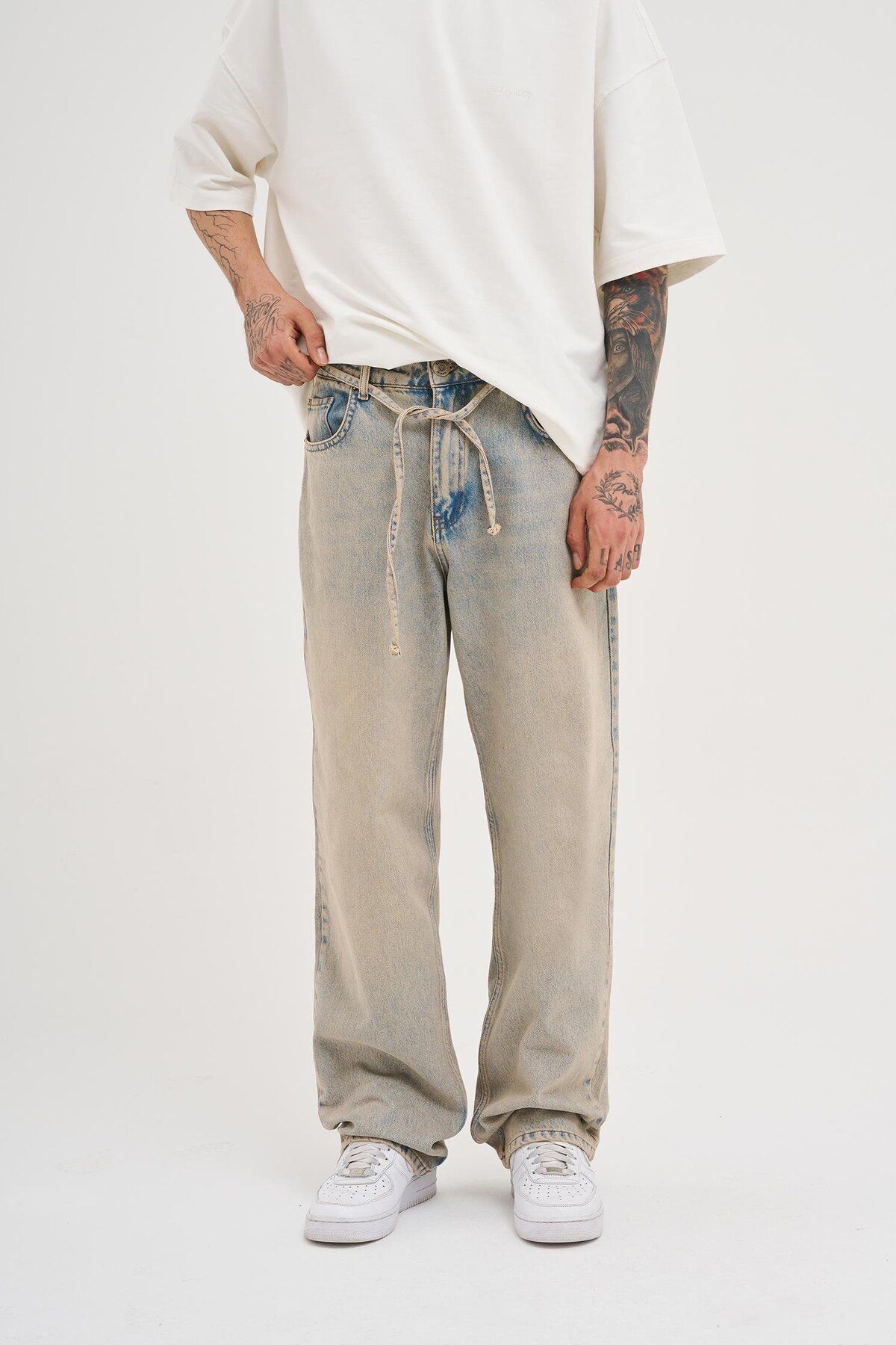 Machinist Erkek Oversize Baggy Yıkamalı Ice Gri Jean