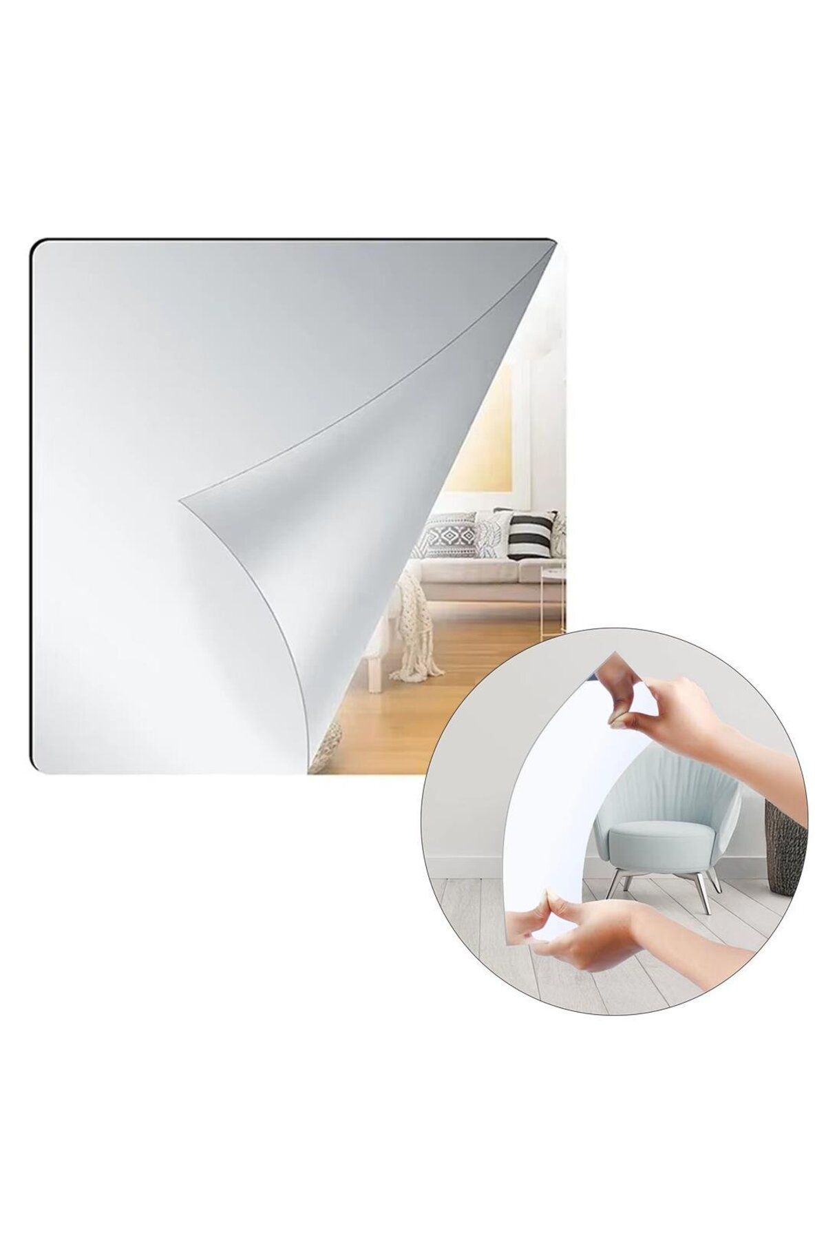 SUNUP SN-24892 20x20cm Kendinden Yapışkanlı Esnek PVC Duvar Aynası Panel Sticker Çıkartma