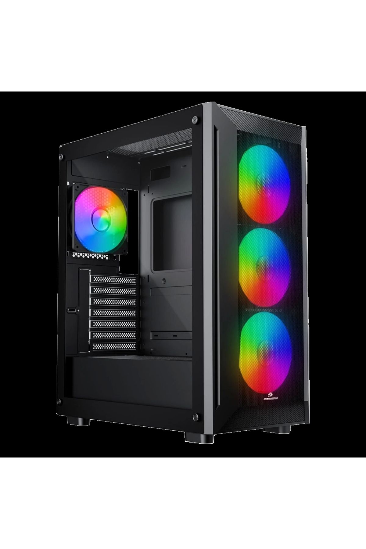 GAMEBOOSTER Raıder E651B 650W 80+ Whıte Usb 3.0 Mesh 4*Rainbow Fanlı Mid-T E-Atx Gaming Siyah Kasa
