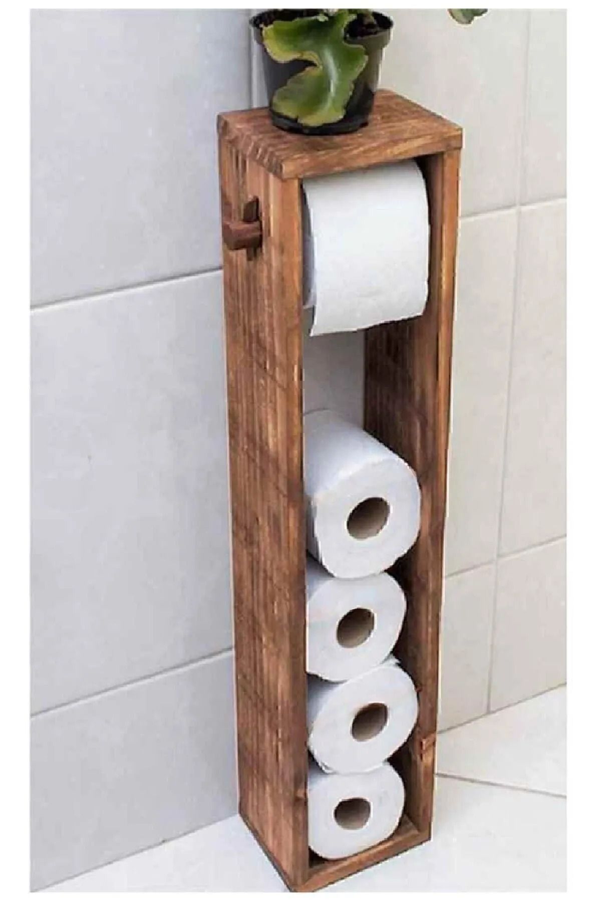 Wooden Factory Dekoratif Ahşap Wc Kağıtlığı – Banyo Uyumlu Tuvalet Kağıt Tutucu - Tuvalet Kağıt Askısı