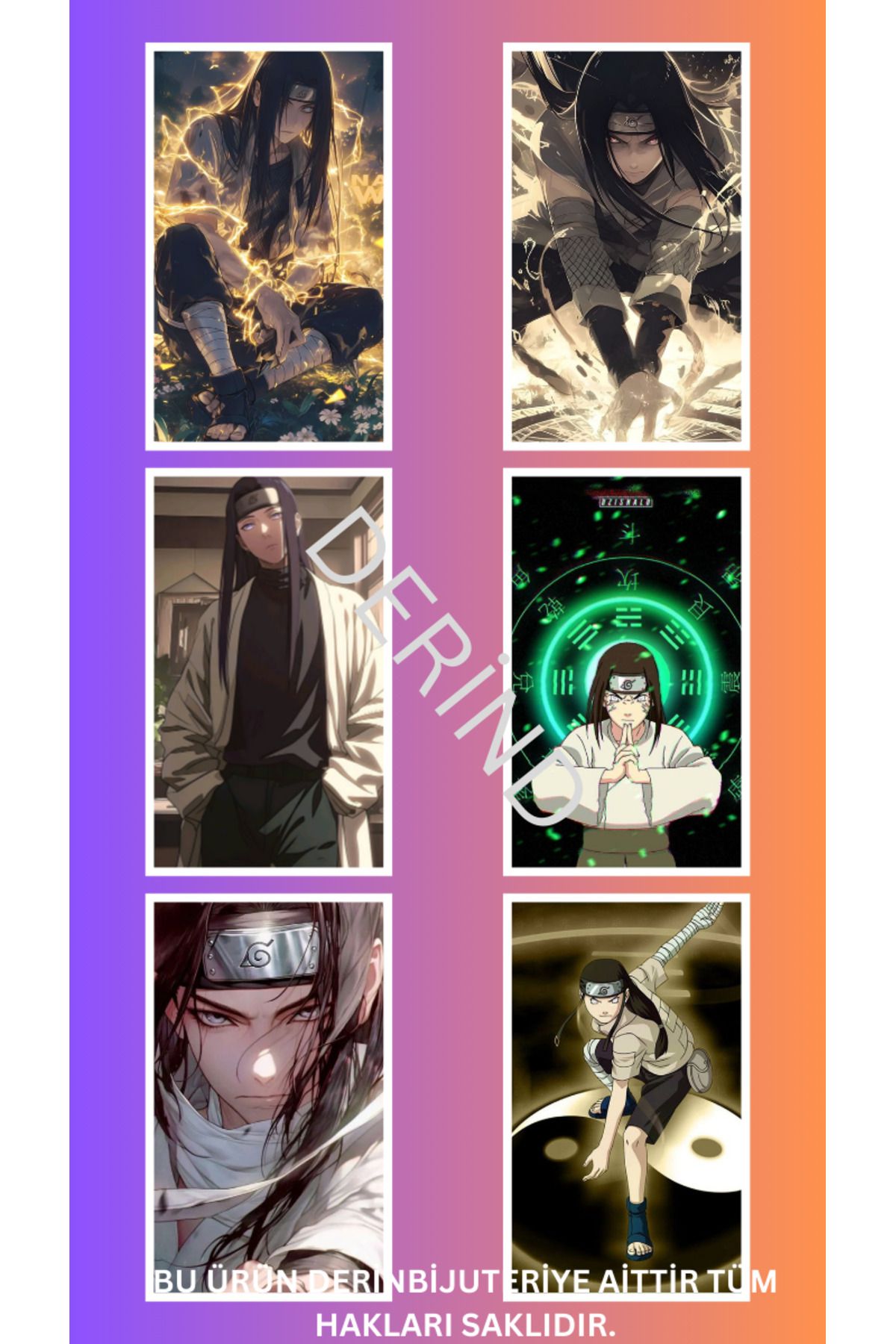DERİND Neji Hyūga 8 li Karışık Sticker Fotokart