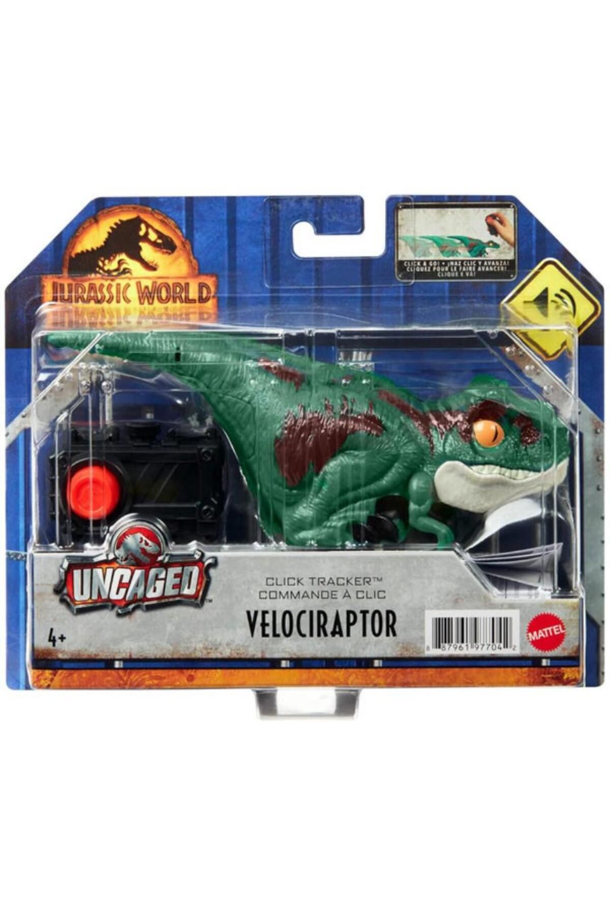 mattel-Jurassic World Dominion Uncaged Click Tracker Velociraptor interactive dinosaur figurine 4