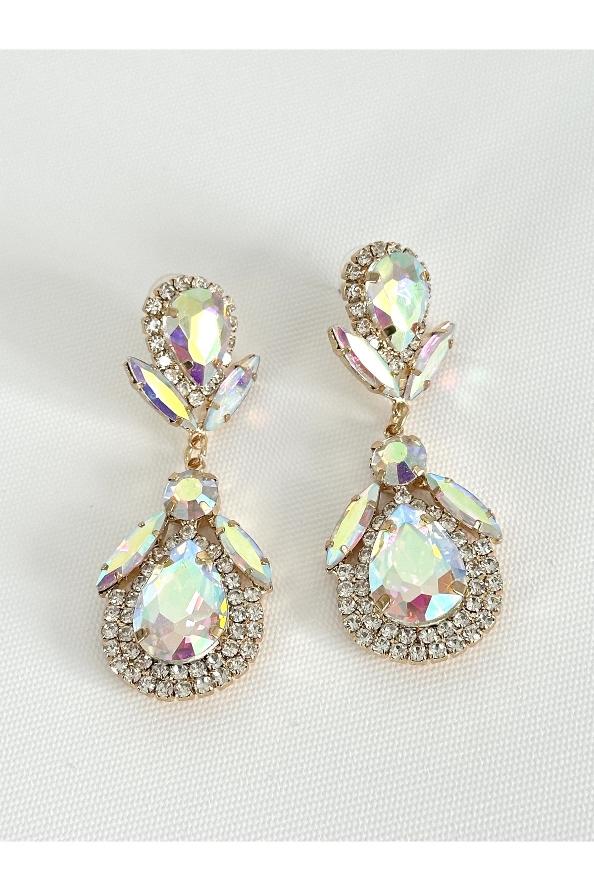 FASHİON JEWELRY Abiye Parlak Taşlı Sallantılı Küpe