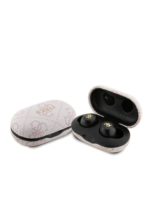 Guess Lisanslı Klasik Metal Yazı Logolu TWS Kulak İçi Bluetooth Kulaklık Pembe