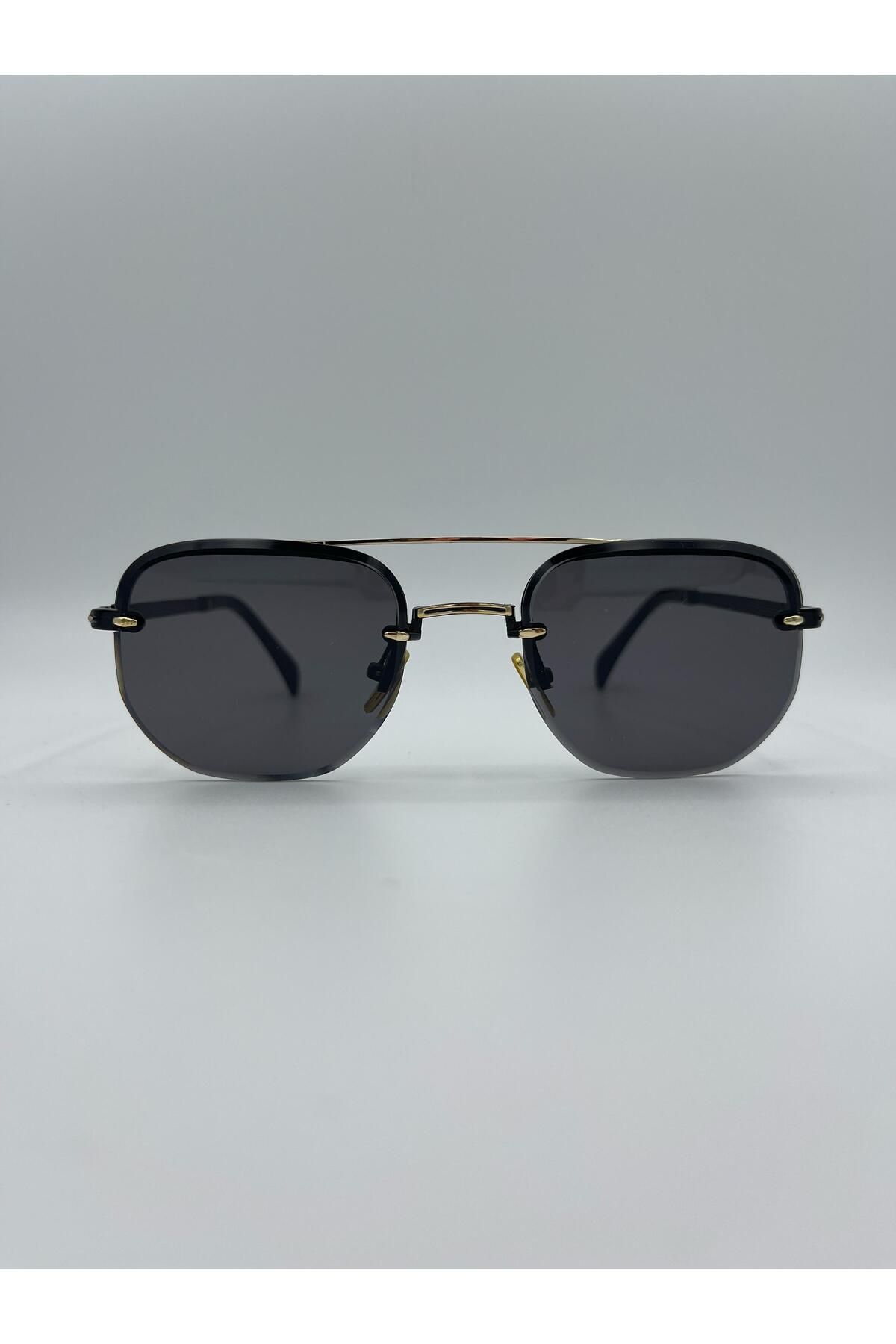 By Ella Eyes Unisex Güneş Gözlüğü Gold Metal Çerçeve Siyah Cam