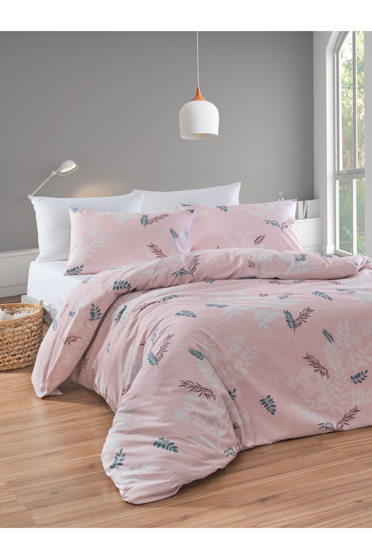 Eponj Home Çift Kişilik Pamuklu Nevresim Takımı 4 Parça – FioreRose Desen – Pembe / Yumuşak Dokulu