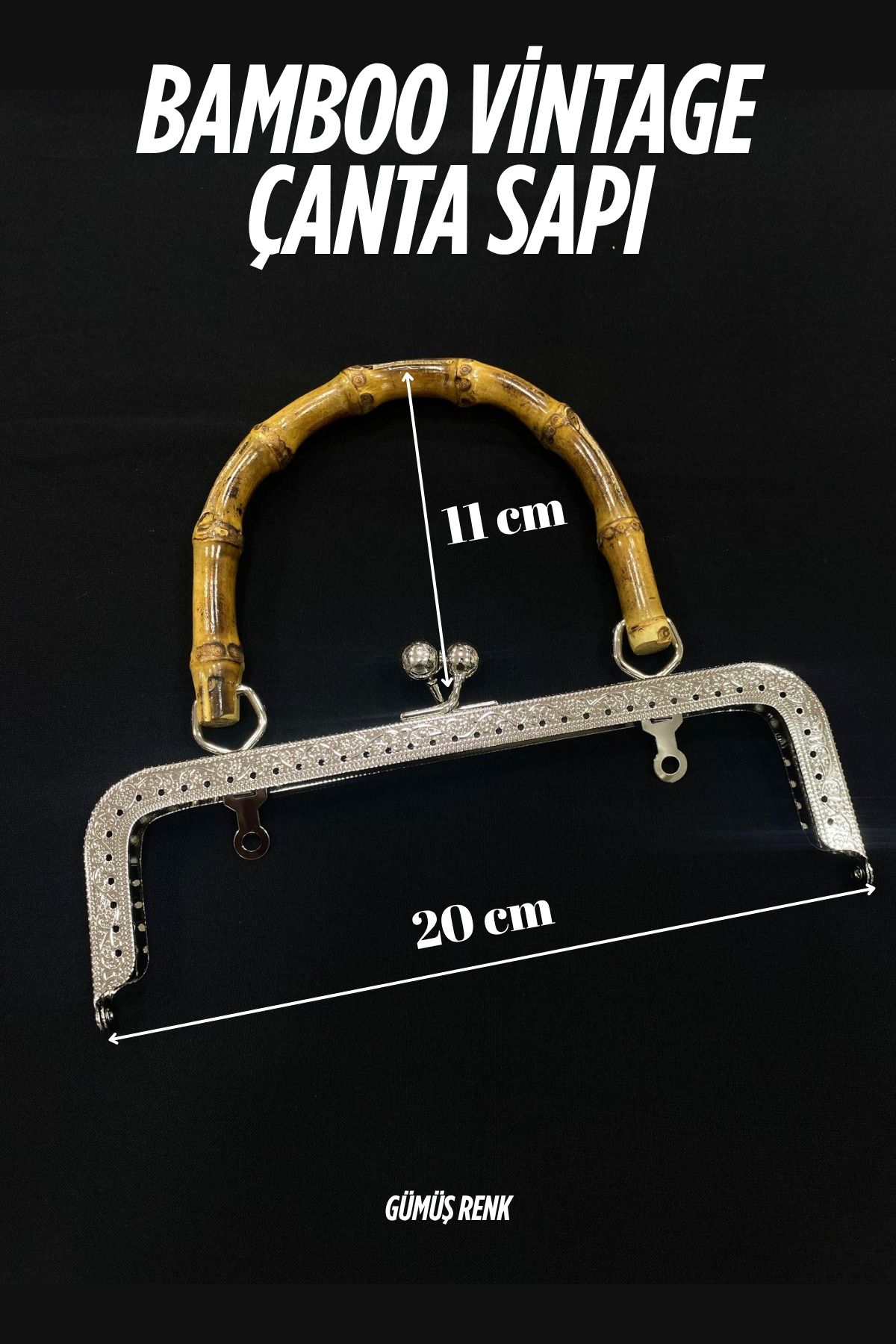Kardelux Doğal Bambu Saplı Çanta Sapı Klipsi Kare- 20 cm