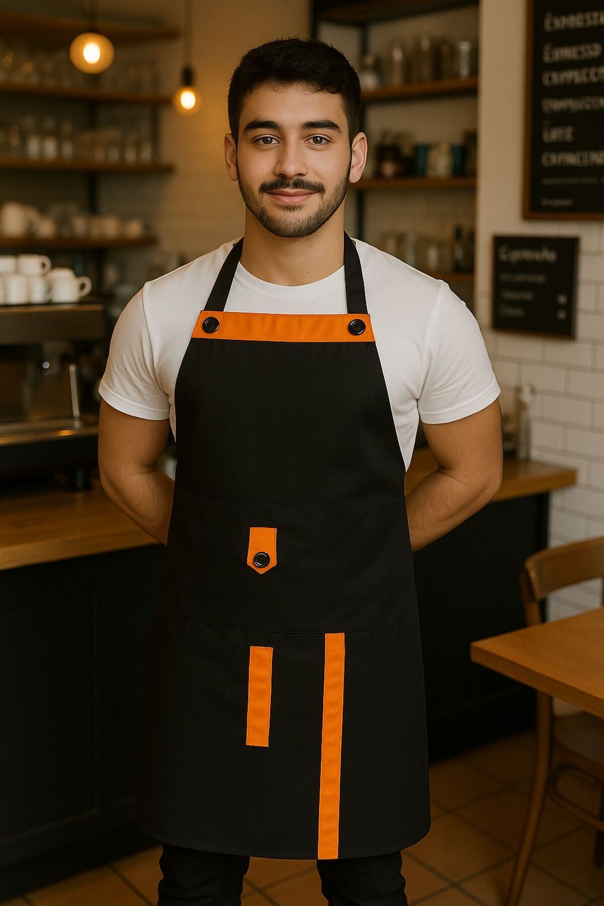 ATA İŞ GÜVENLİĞİ Şef Önlüğü Garson Kafe Aşçı Barista Unisex Askı Ayarlı Cepli Mutfak Önlük