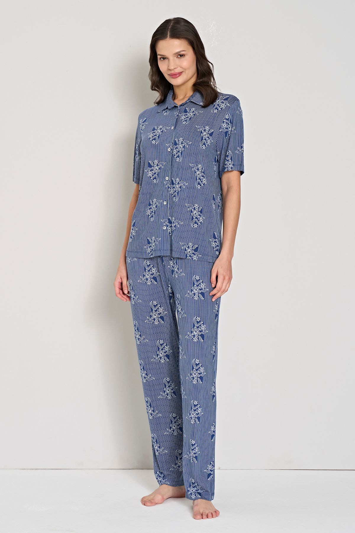 Pijadore Kadın Çizgili Basic Pijama Takımı