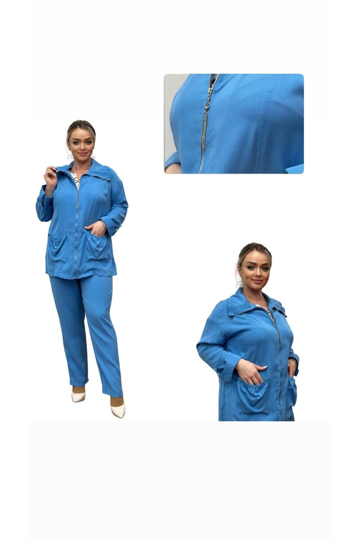 TESSY KADIN BÜYÜK BEDEN ATLET-PANTOLON-HIRKALI ÜÇLÜ TAKIM