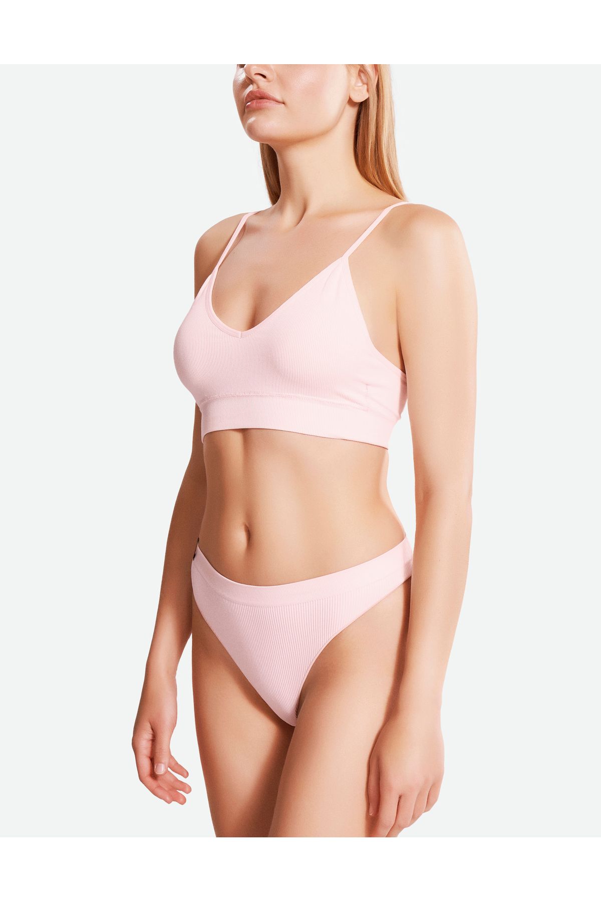 Gfity RibSeamless Low Waist Thong - Ballet Slipper