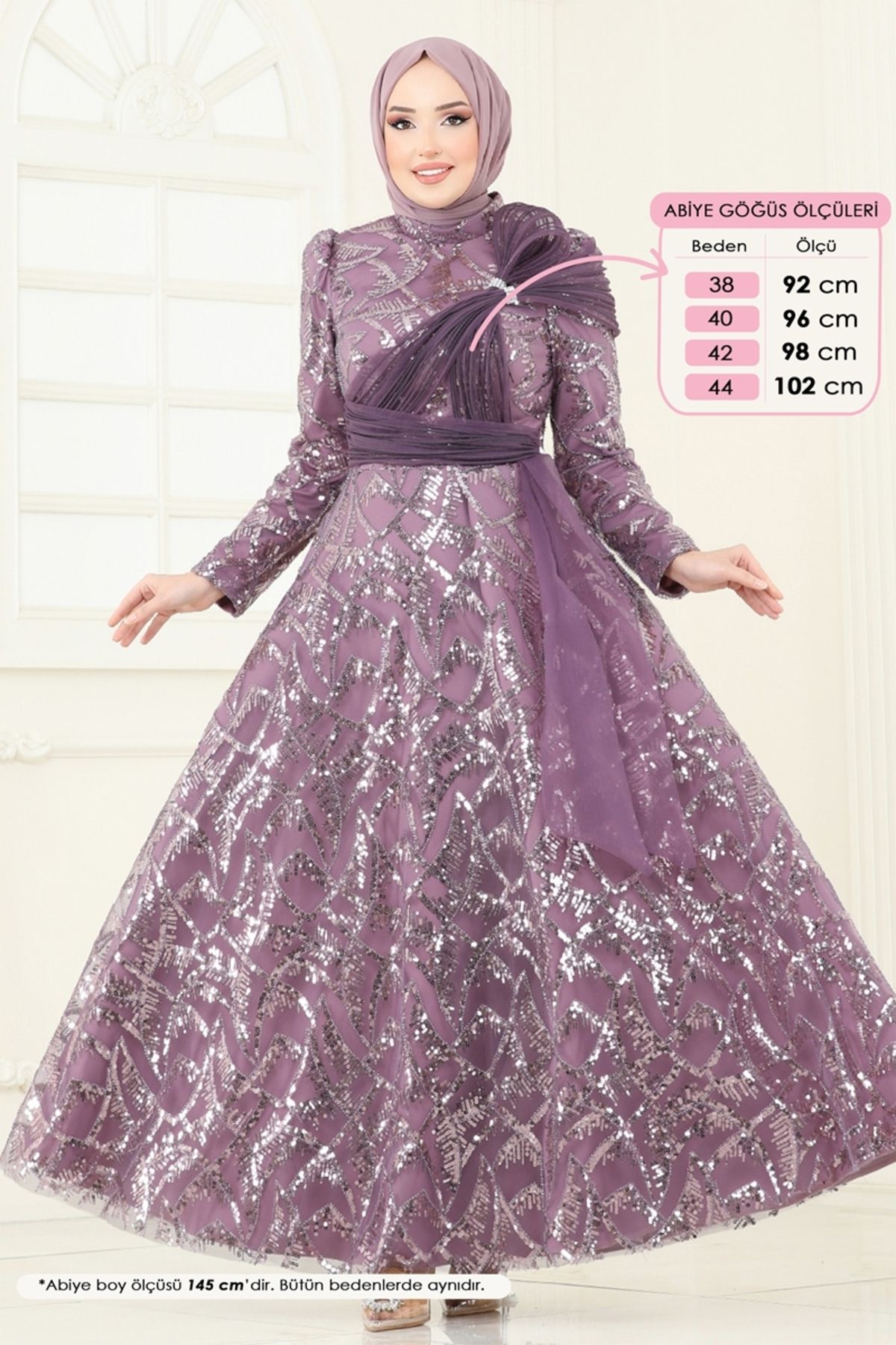 Modaselvim SUAL Taş Detay Abiye 5099D170 Lila