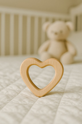Bebe Vitaa Bébé Vitaa Doğal Ahşap Kalpli Diş Kaşıyıcı | Zarif & Güvenli Tasarım