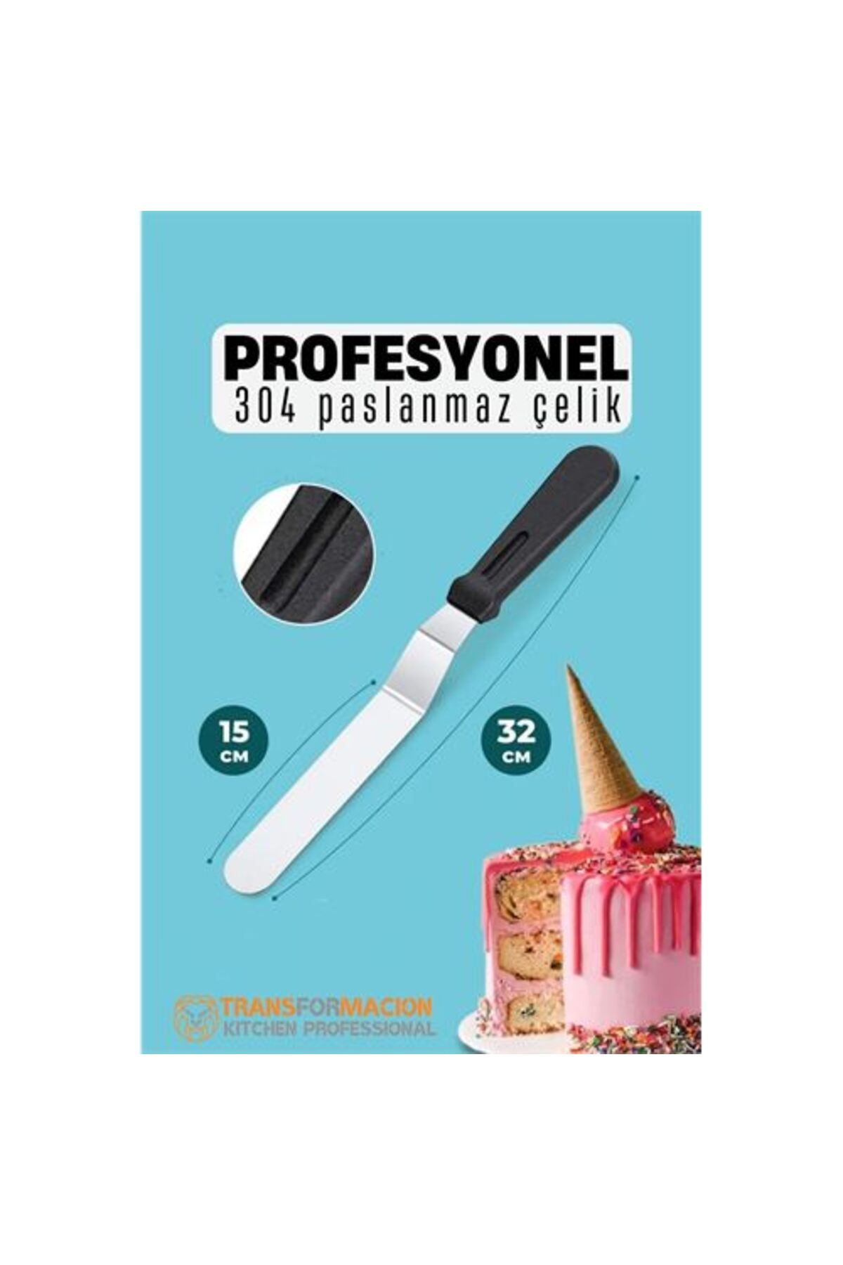 Skygo Pasta Spatulası Profesyonel 304 Paslanmaz Çelik 32 Cm