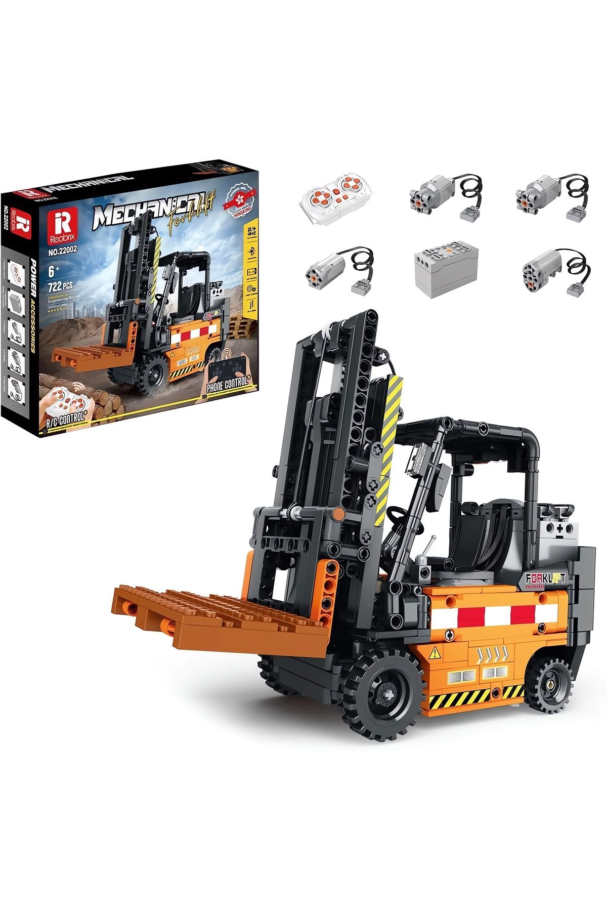 REOBRIX-Forklift Rc Controlled, Technical Block Building Kit (722 Parts) 7