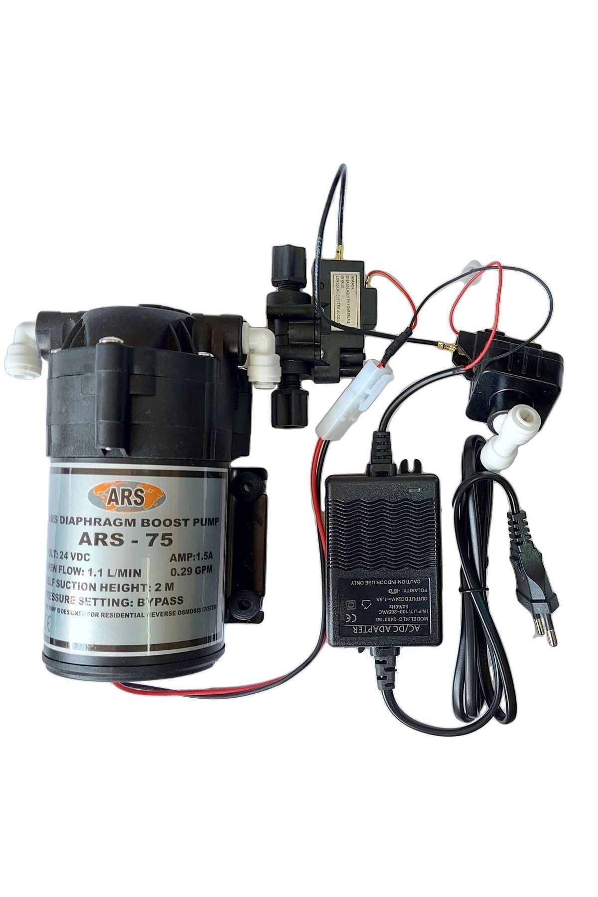 REVERSOSMOZARISU Su Arıtma Cihazı 75 Gpd Elektrik Bağlantılı Basınç Pompası Tam Set