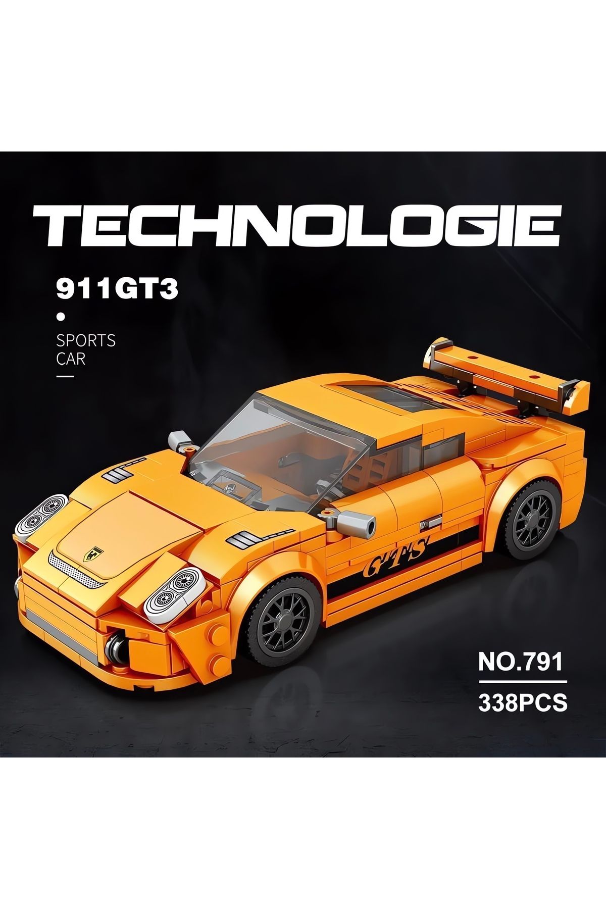 REOBRIX-Porsche 911 Gt3, Technical Block Building Kit (318 Parts) 3