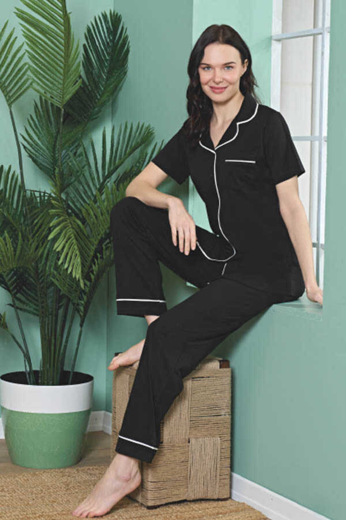 Over Sleep by Poleren Modal Önden Düğmeli Kadın Pijama Takımı