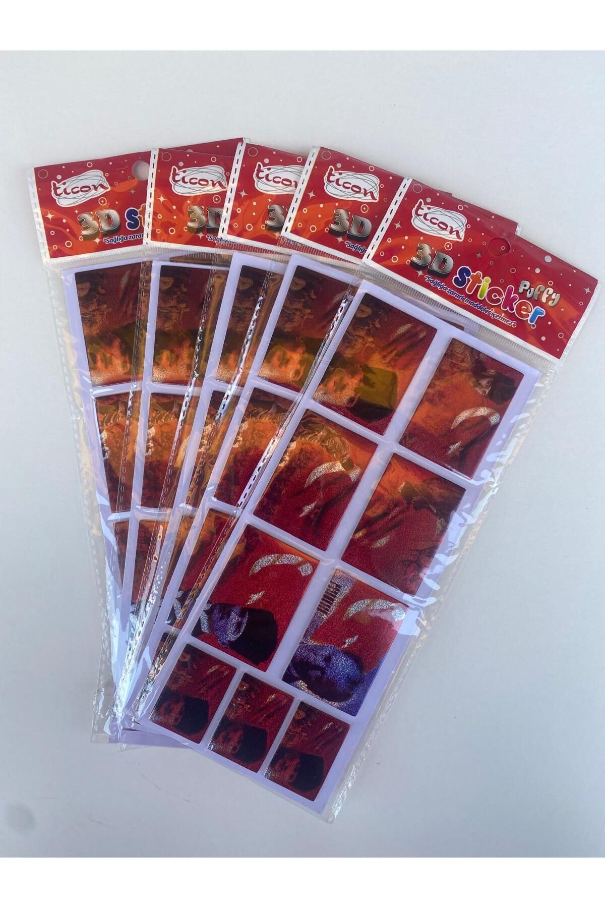 Ticon ATATÜRKLÜ- BAYRAKLI KABARTMA SİLİKONLU STİCKER 5 PAKET