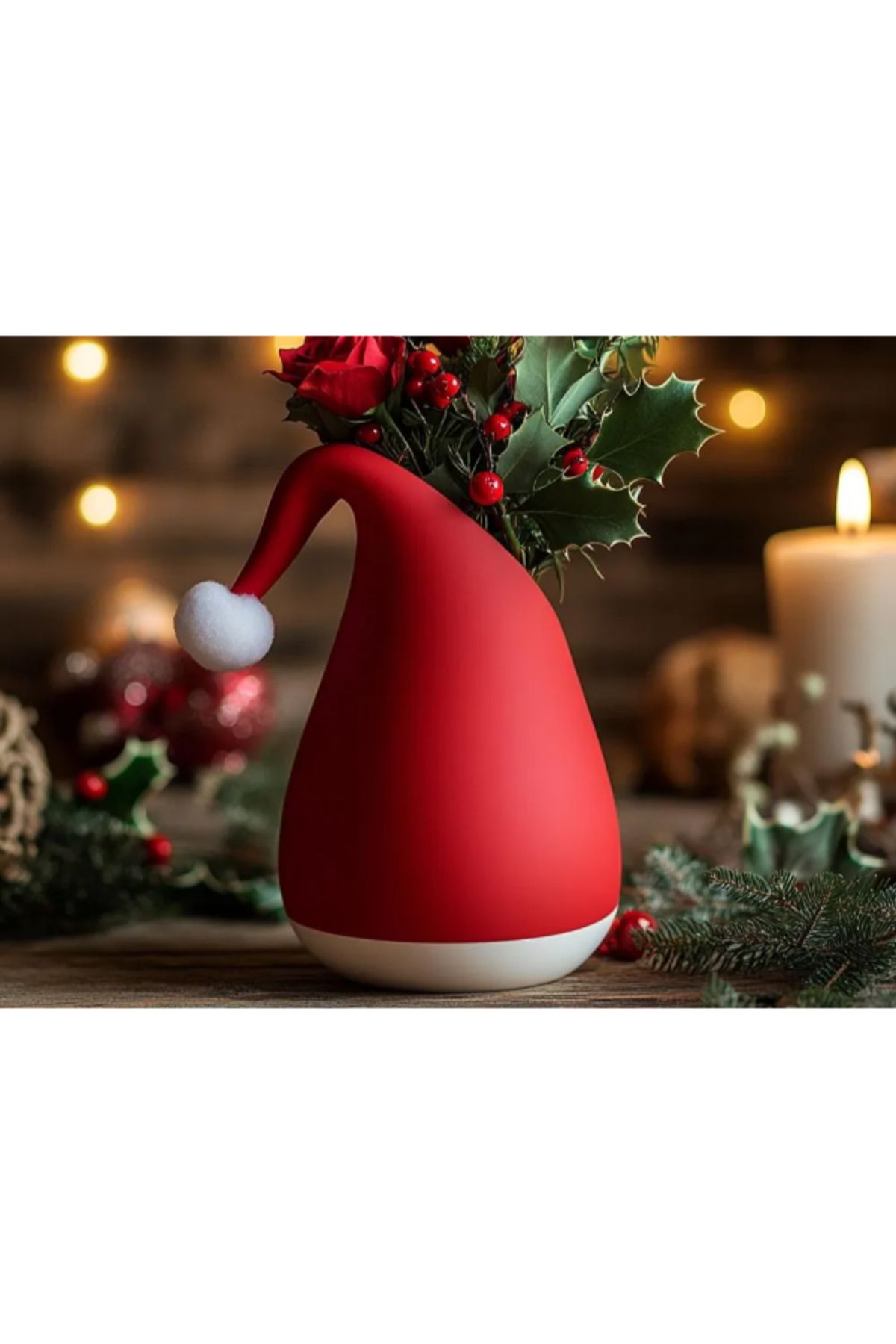NOMOTHETIC Noel Şapkası Vazo – Yılbaşı Dekor Aksesuarı
