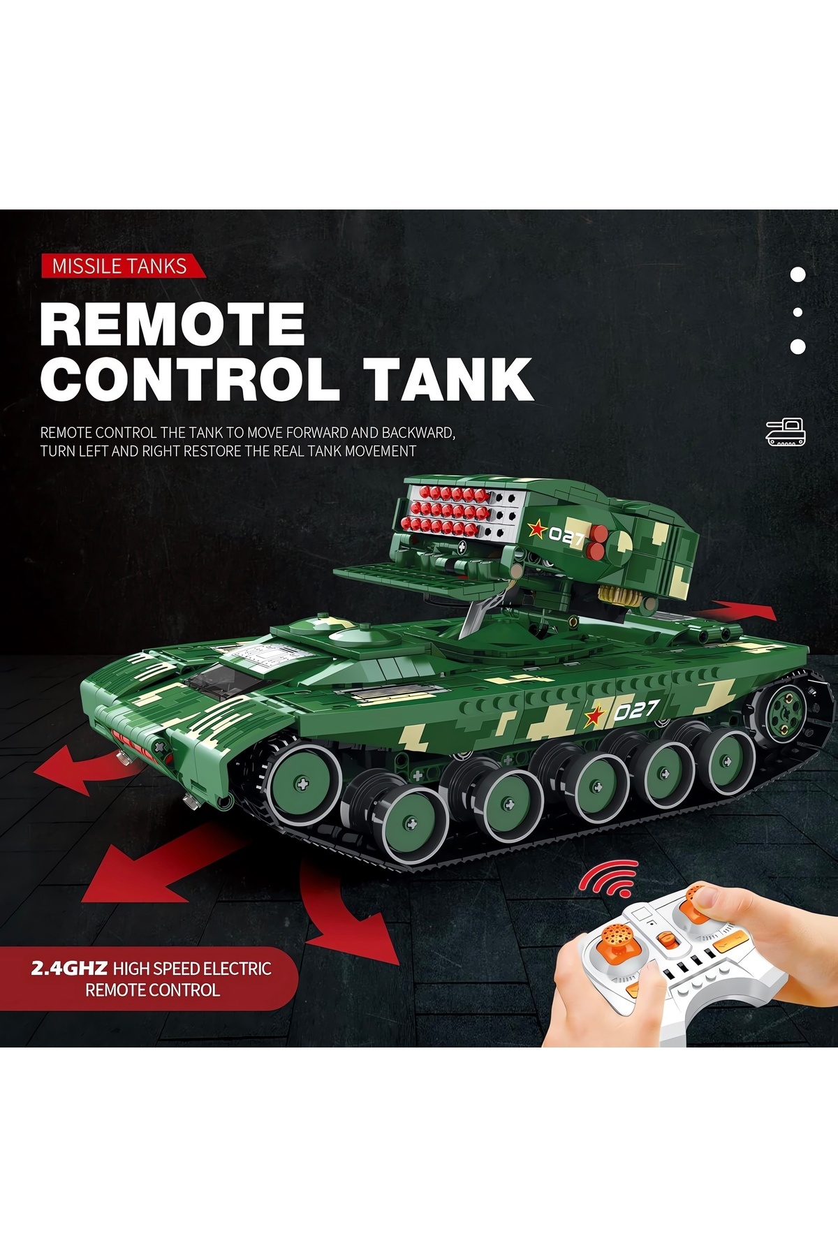 تانک جنگی کنترلی کانن، کیت فنی ساخت بلوک (۱۴۸۸ قطعه)