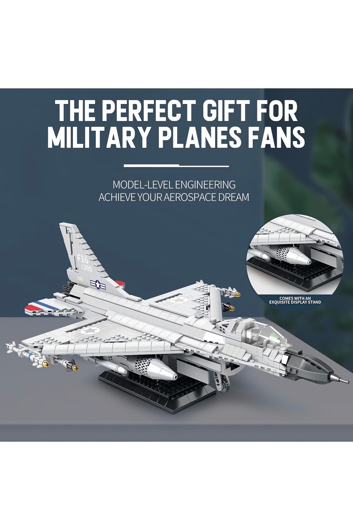 REOBRIX-F-16 Fighting Falcon Fighter Aircraft, Technical Block Building Kit (1427 Parts) 5