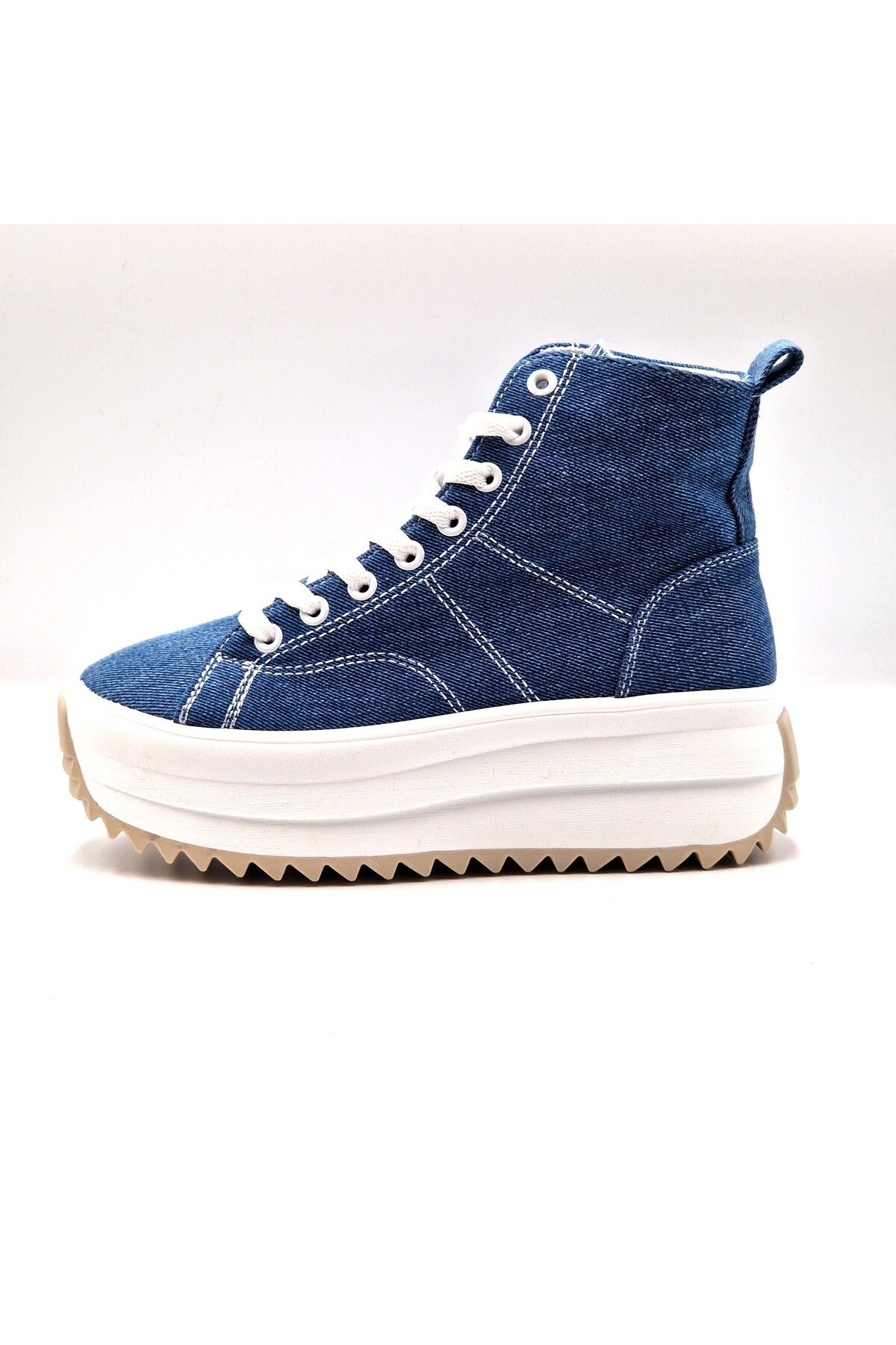 Seastar-High Platform Sneakers in Denim 3