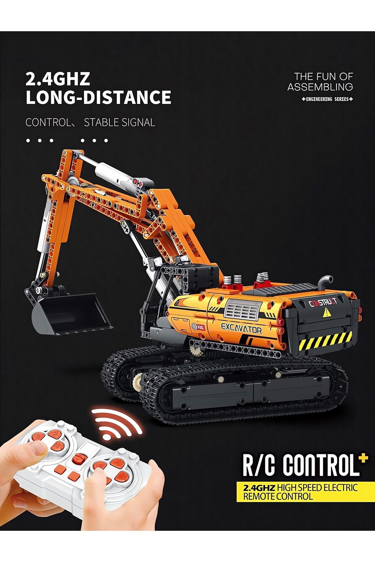 REOBRIX-Excavator Rc Controlled, Technical Block Building Kit (1106 Parts) 3