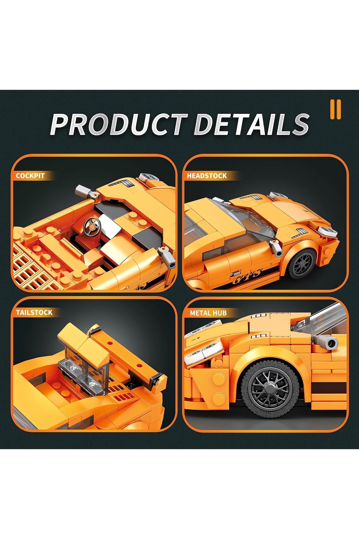 REOBRIX-Porsche 911 Gt3, Technical Block Building Kit (318 Parts) 5