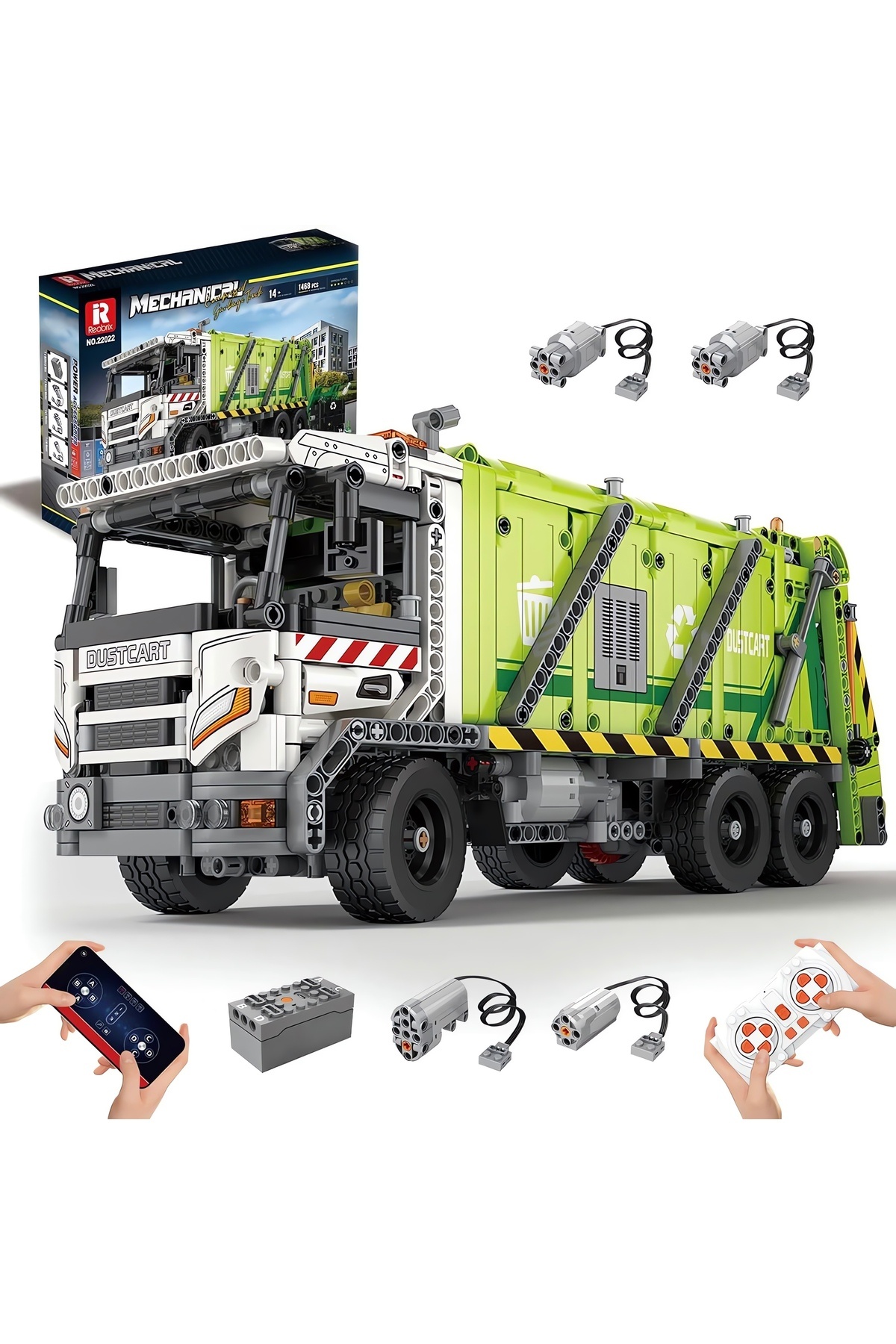 REOBRIX-Garbage Truck Rc Controlled, Technical Block Building Kit (1468 Pcs) 7