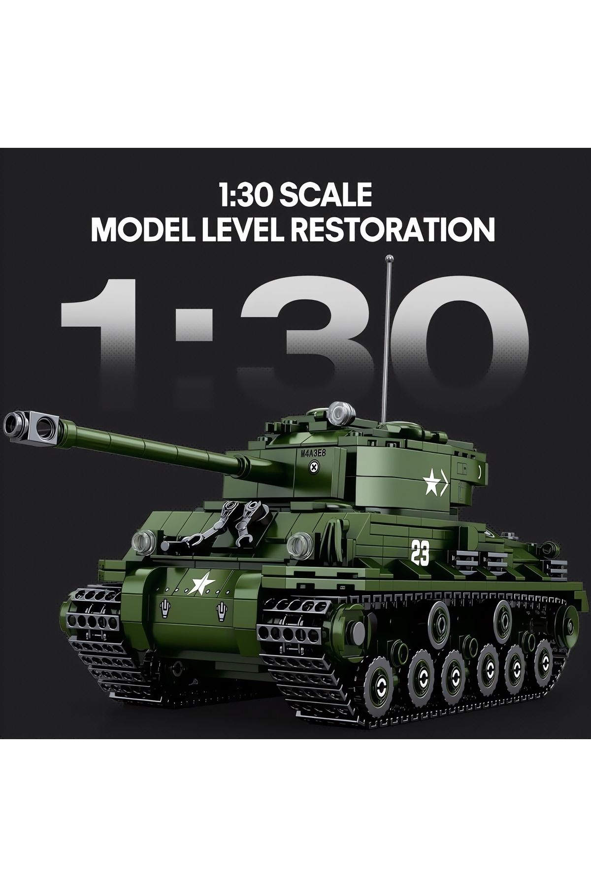 REOBRIX-1/30 M4 Sherman Tank,Technical Block Building Kit (836 Parts) 4