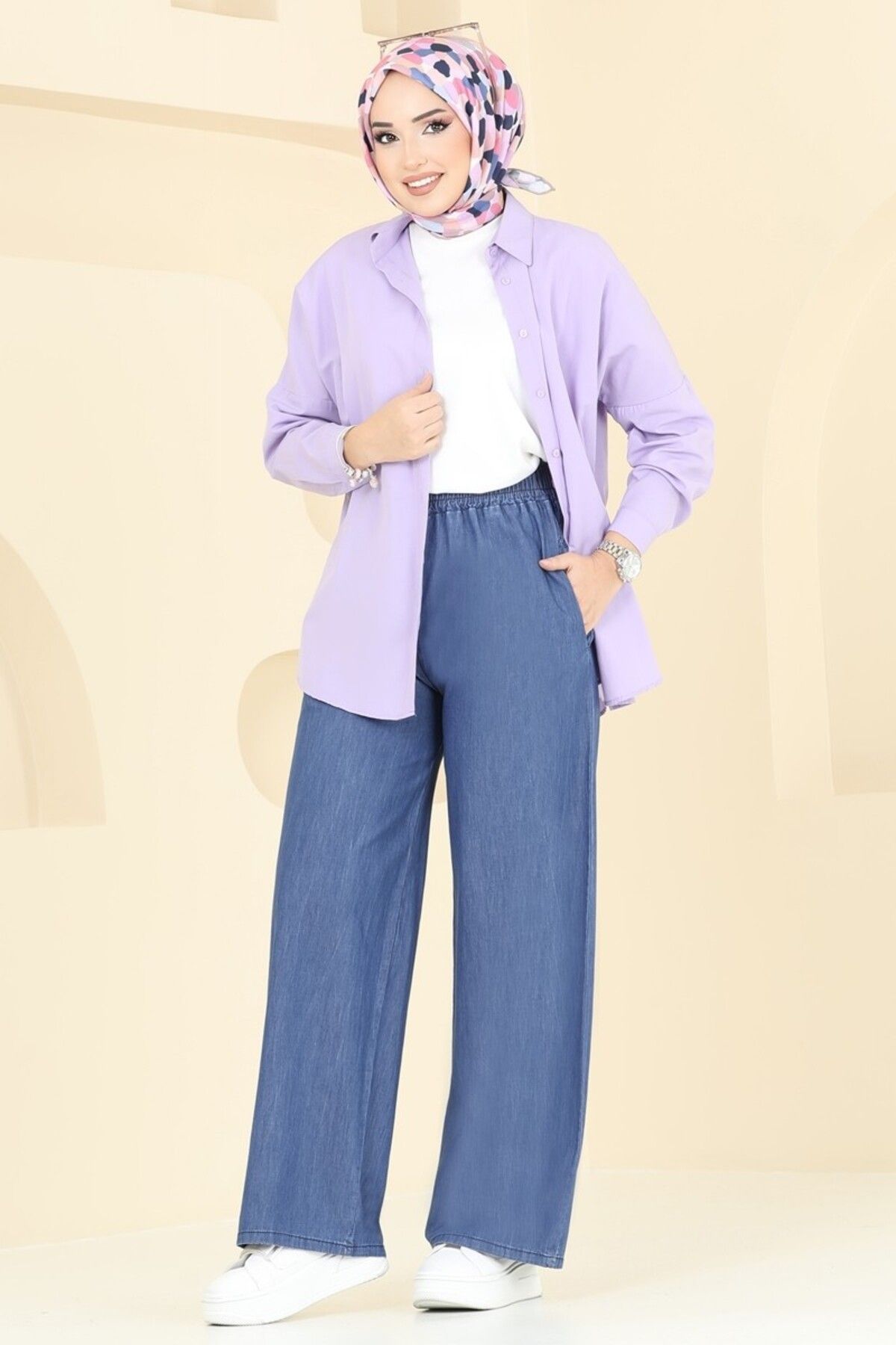 Modaselvim Beli Lastikli İnce Kot Pantolon 9004LD1070 Kot