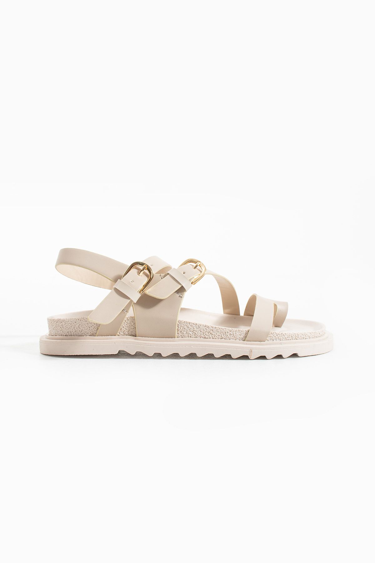 Gökçe Shoes Edina Krem Toka Detay Parmak Arası Kadın Sandalet