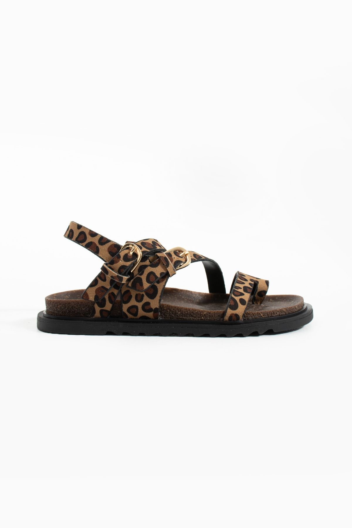 Gökçe Shoes Edina Krem Kahve Toka Detay Parmak Arası Kadın Sandalet