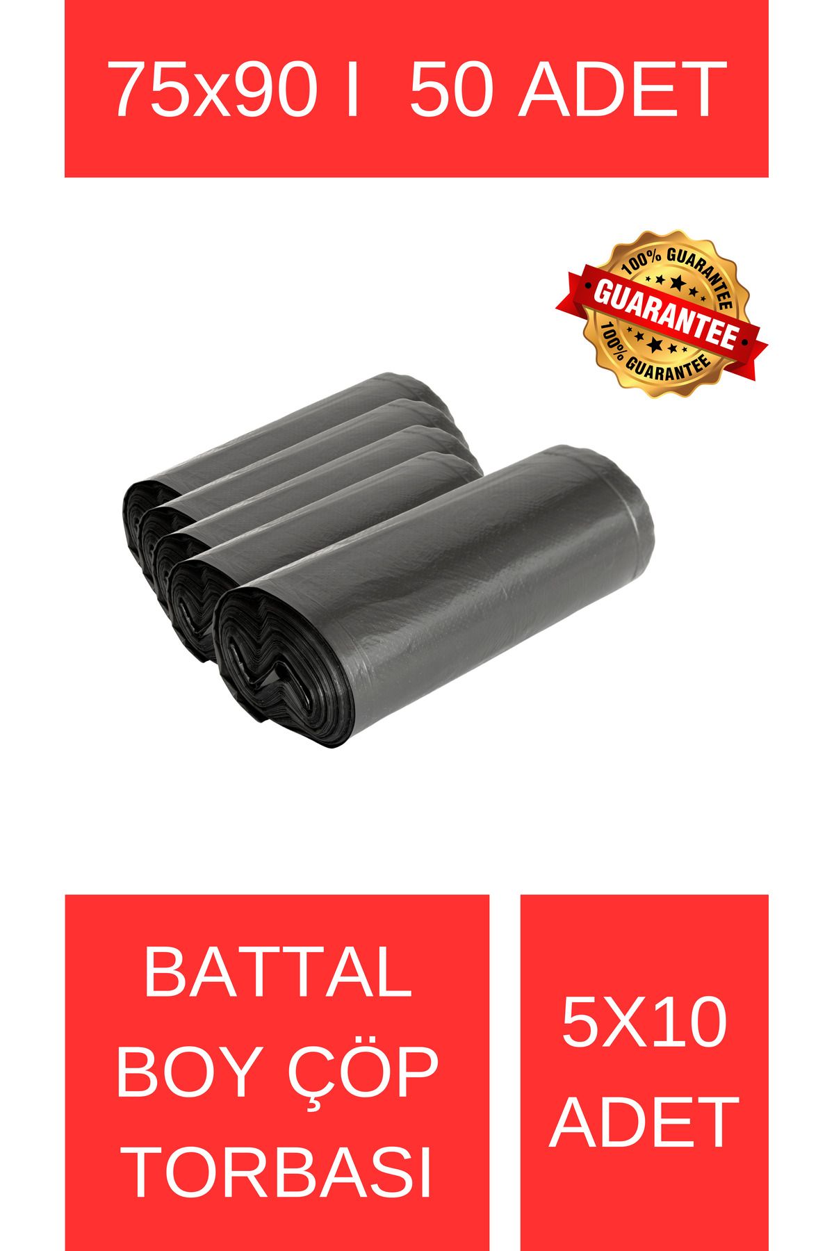 Lider BATTAL BOY ÇÖP POŞETİ 75X90 70 LİTRE 5X10 50 ADET