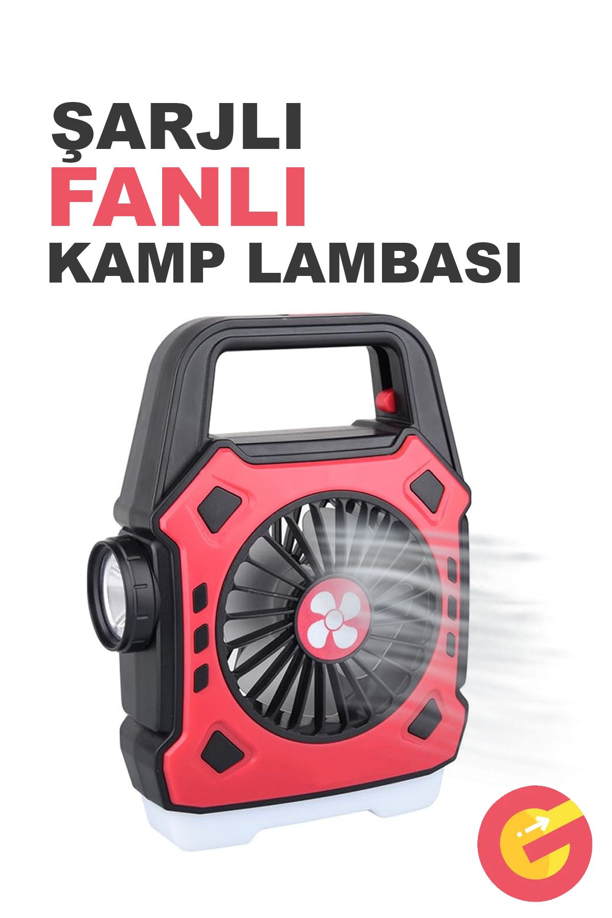 ShopMonkey Çok Fonksiyonlu Şarjlı Fanlı Kamp Lambası Acil Durum Deprem Şarj Edilebilir Vantilatör