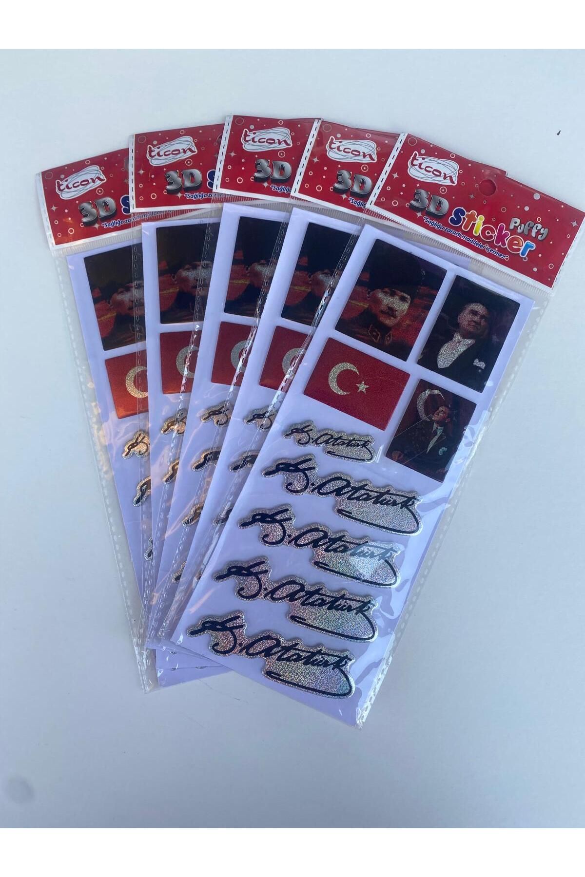 Ticon ATAMIZ VE İMZASI OLAN KABARTMA SİLİKONLU STİCKER. 5 PAKET.