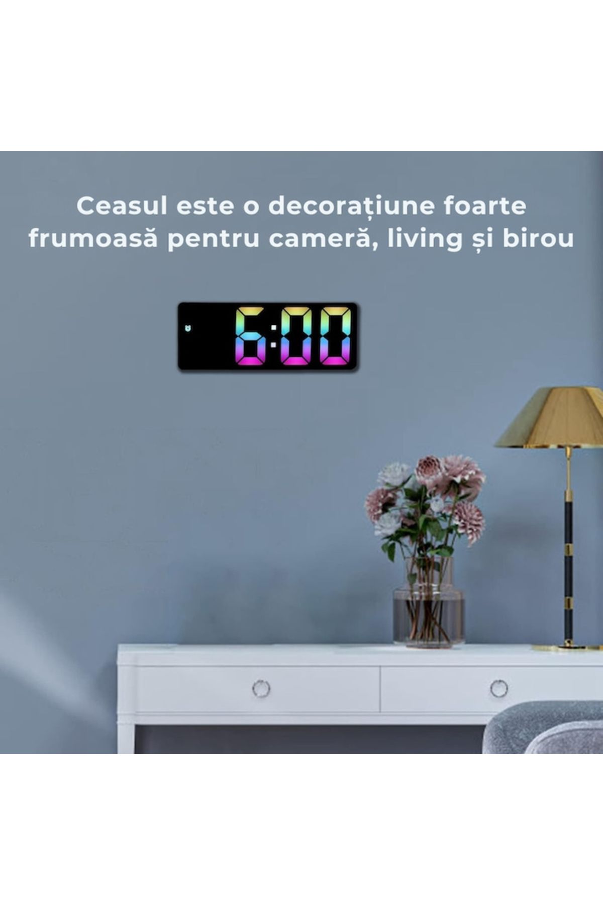 varioshop-VarioShop® Electronic Alarm Clock, RGB LED Lighting, Time Display, Temperature, 12 Hour Format 7