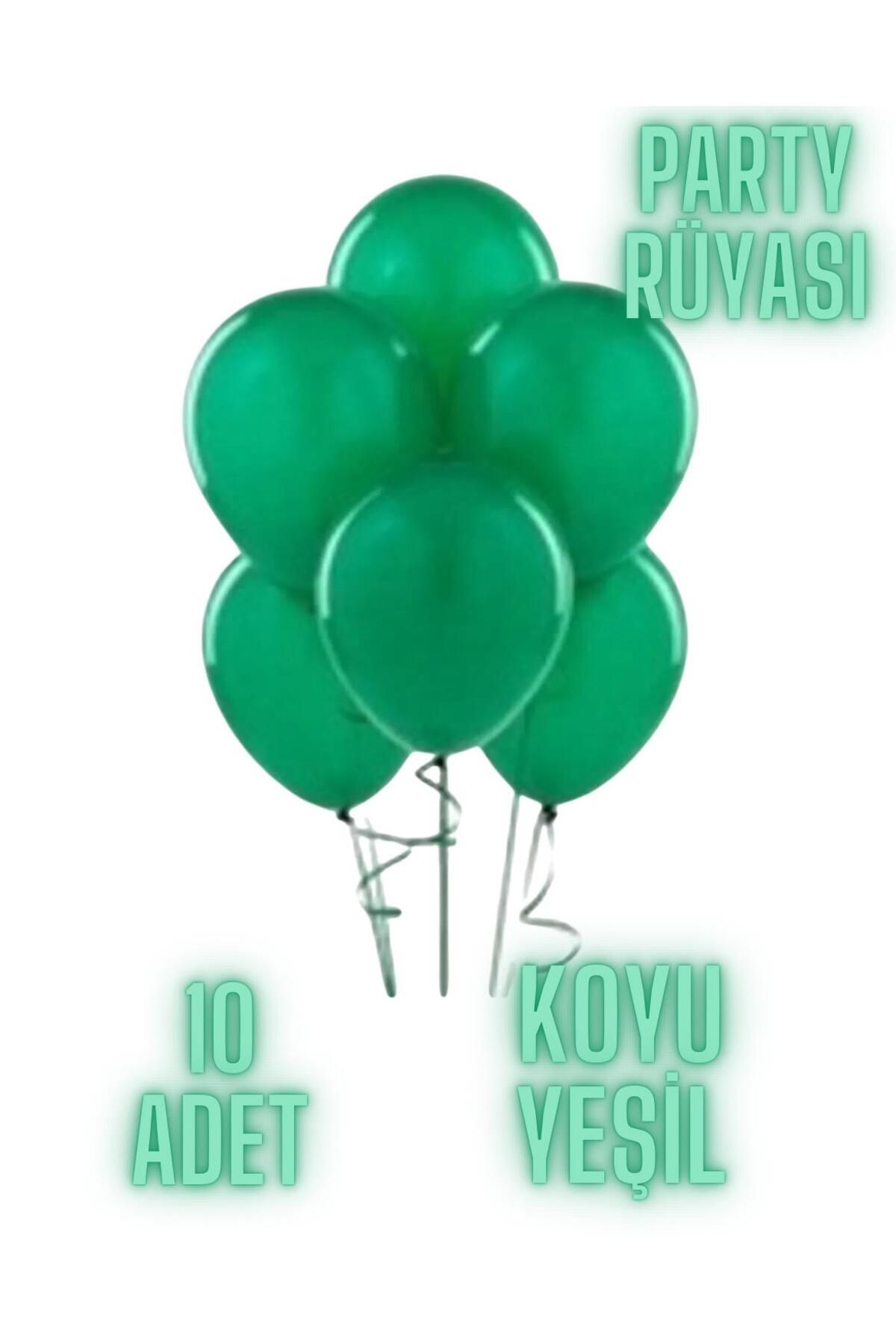partyrüyası 10 Adet Koyu Yeşil Metalik Balon 12 Inç Metalik Ekstra Parlak Renk