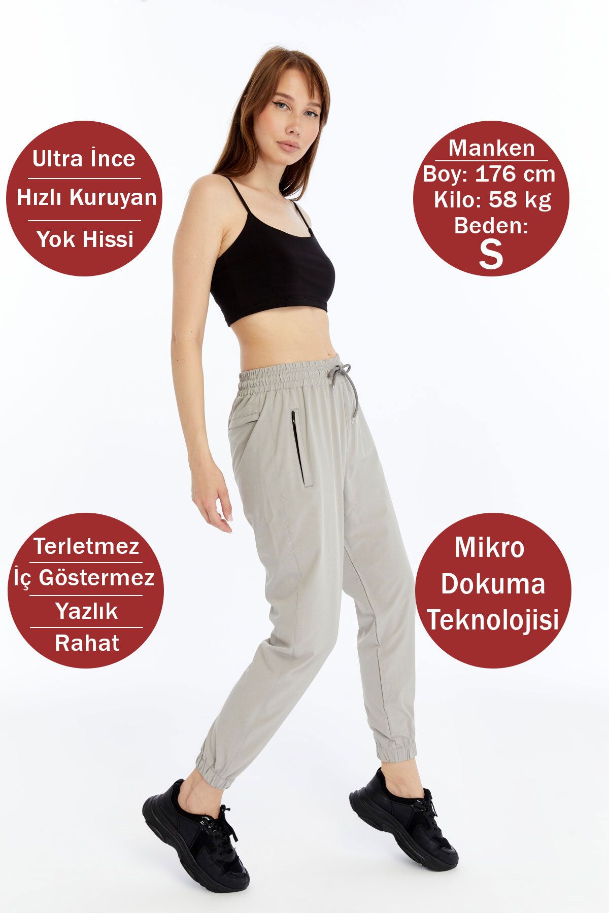 OXVİN Kadın Paçası Lastikli, Gizli Fermuar Cepli, Jogger Eşofman Paraşüt Kumaş Pantolon (BOL KALIP)