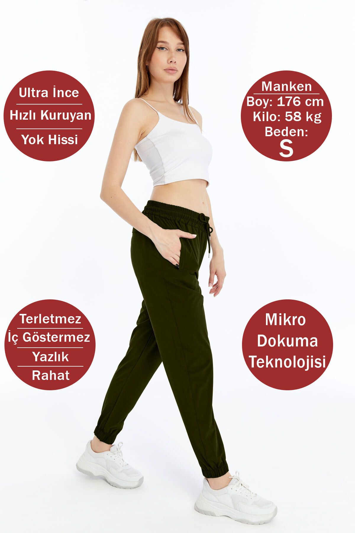 OXVİN Kadın Paçası Lastikli, Gizli Fermuar Cepli, Jogger Eşofman Paraşüt Kumaş Pantolon (BOL KALIP)
