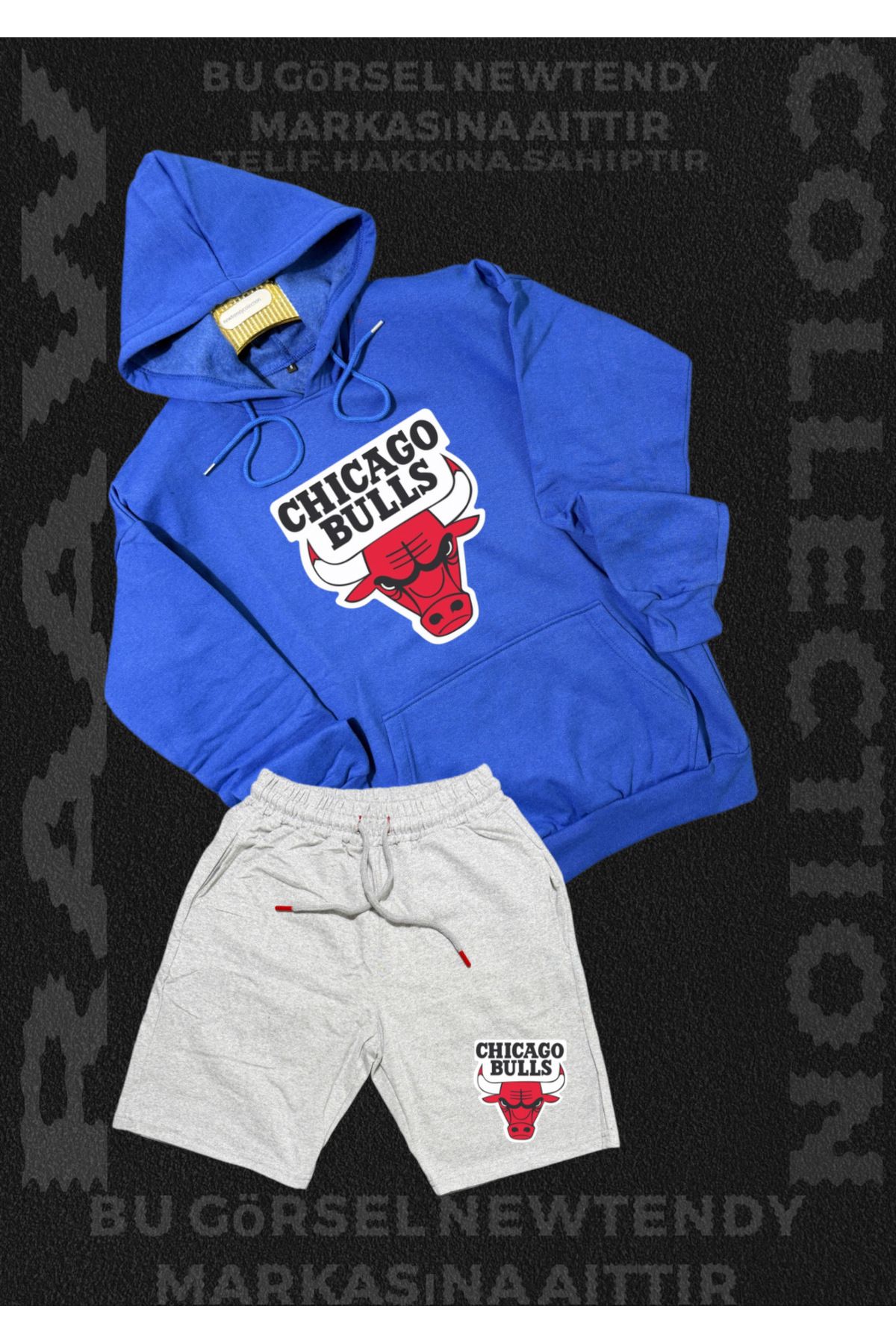 Minikelya Chicago Bulls Erkek Oversize Kapüşonlu Şort Takımı (2’li NBA Set)
