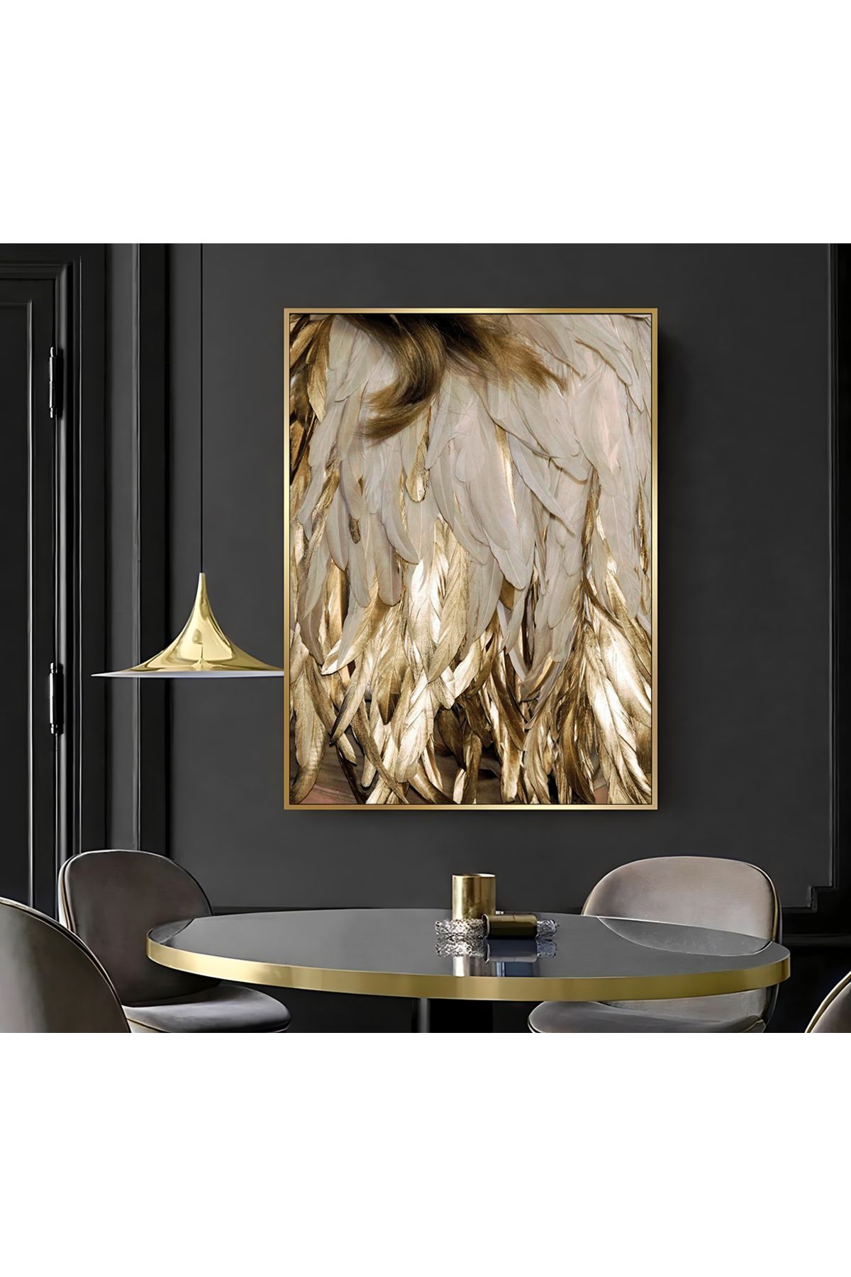 Harikabirev HARİKABİREV|GOLD TÜY MODELİ ( CKD-026 ) |ÇERÇEVELİ KANVAS TABLO CKDİKEY