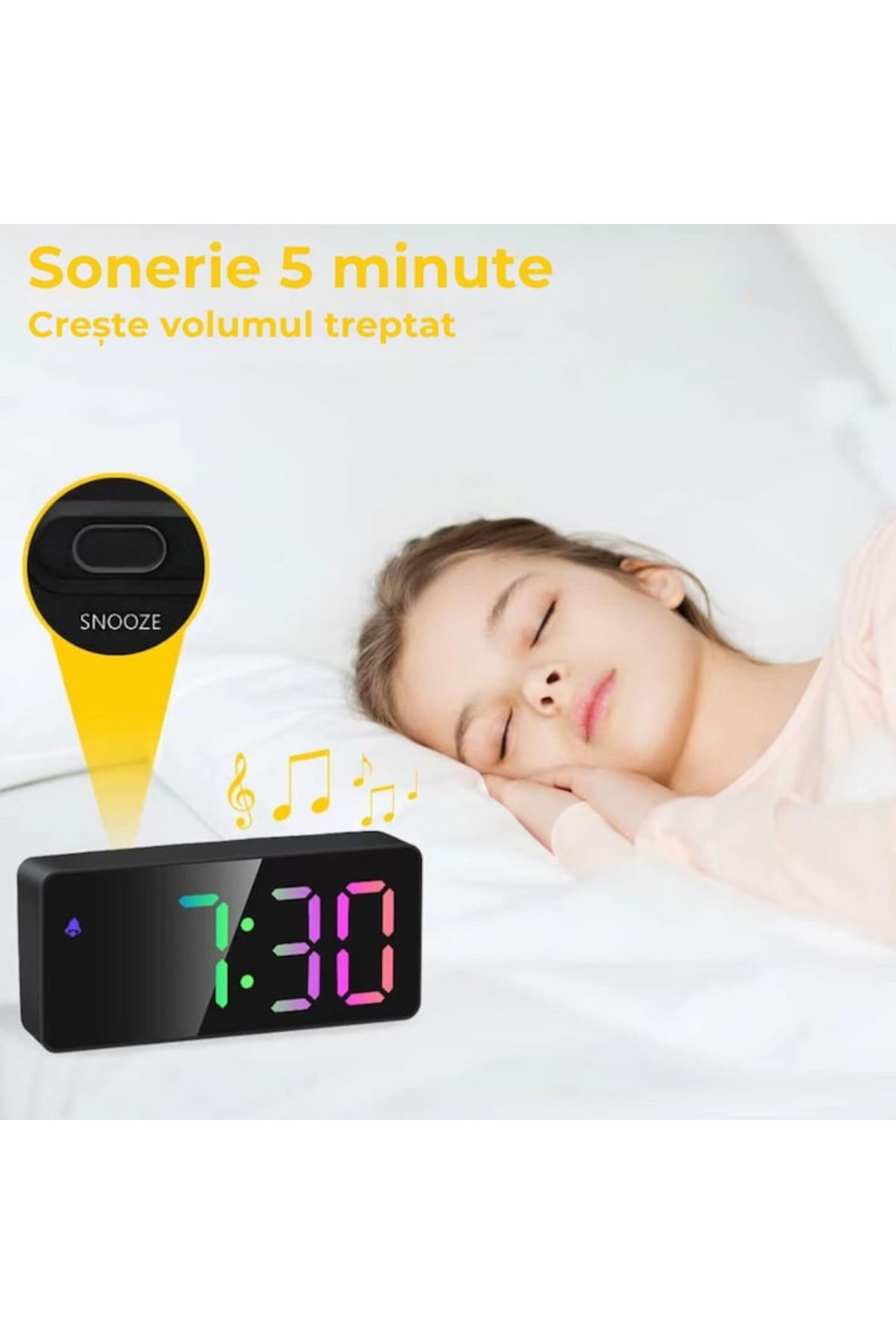 varioshop-VarioShop® Electronic Alarm Clock, RGB LED Lighting, Time Display, Temperature, 12 Hour Format 5