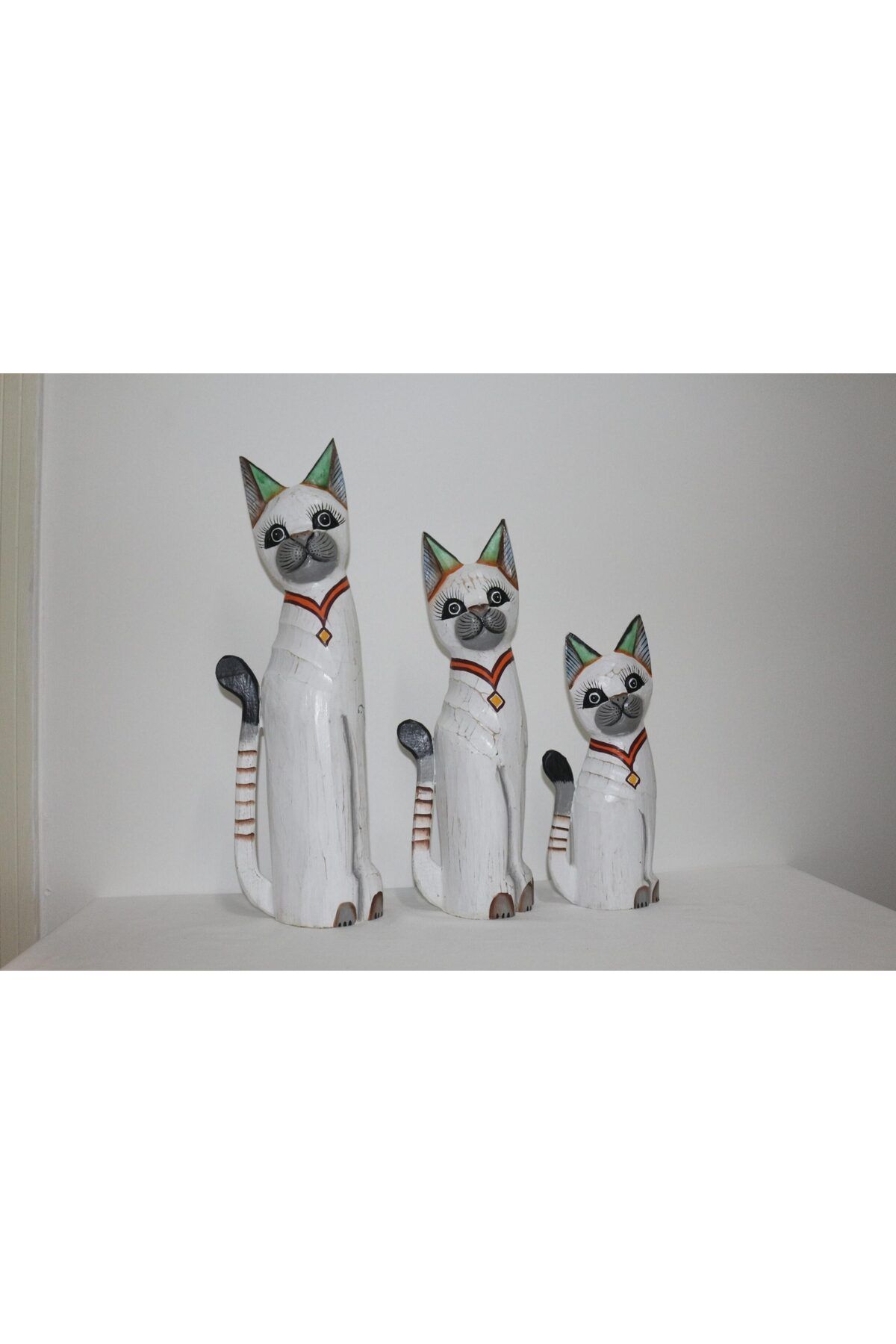 Home DEKORATİF EL YAPIMI AHŞAP 3LÜ KEDİ SETİ 50CM
