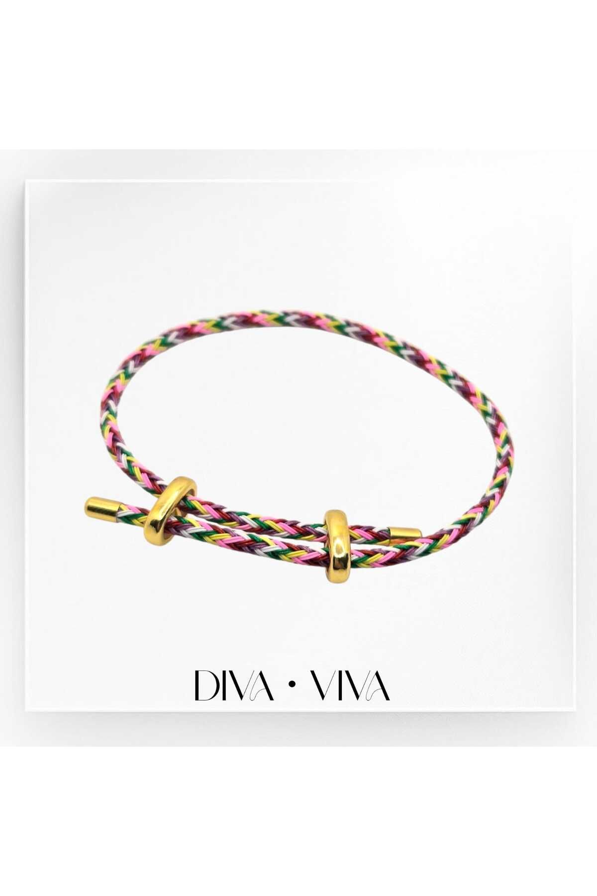 DivaViva Diva Viva - Renkli Ayarlanabilir Kadın Deri Bileklik – Suya Dayanıklı Asansör Model