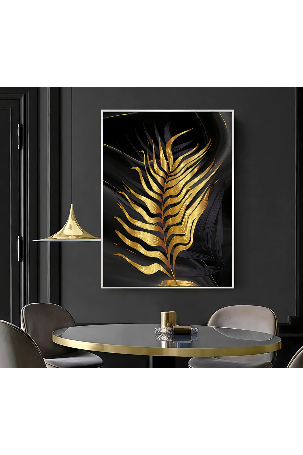 Harikabirev HARİKABİREV|GOLD YAPRAK MODELİ ( CKD-022) |ÇERÇEVELİ KANVAS TABLO CKDİKEY