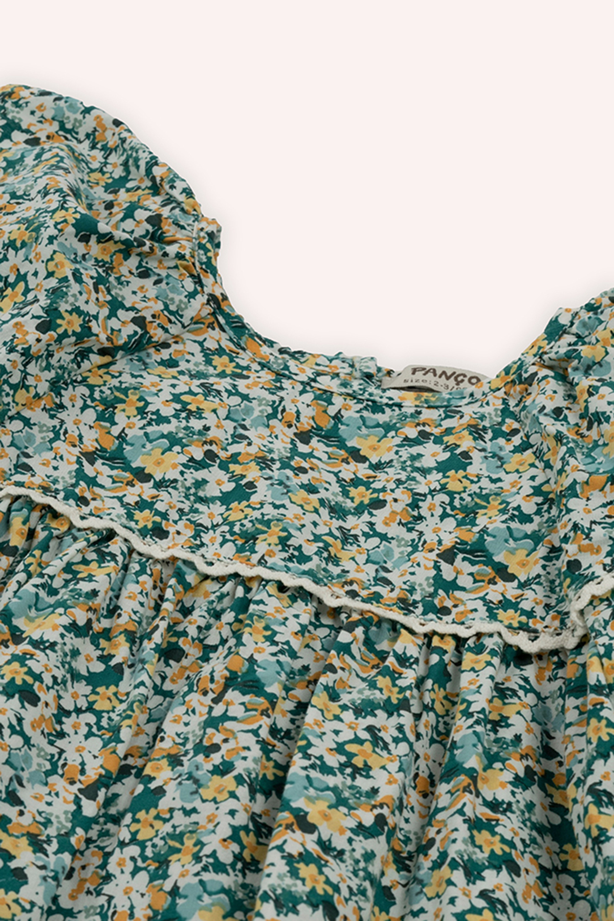 Panço Kız Bebek Yaka Ve Kol Detaylı Yeşil Elbise fotoğrafı 3 (önizleme)