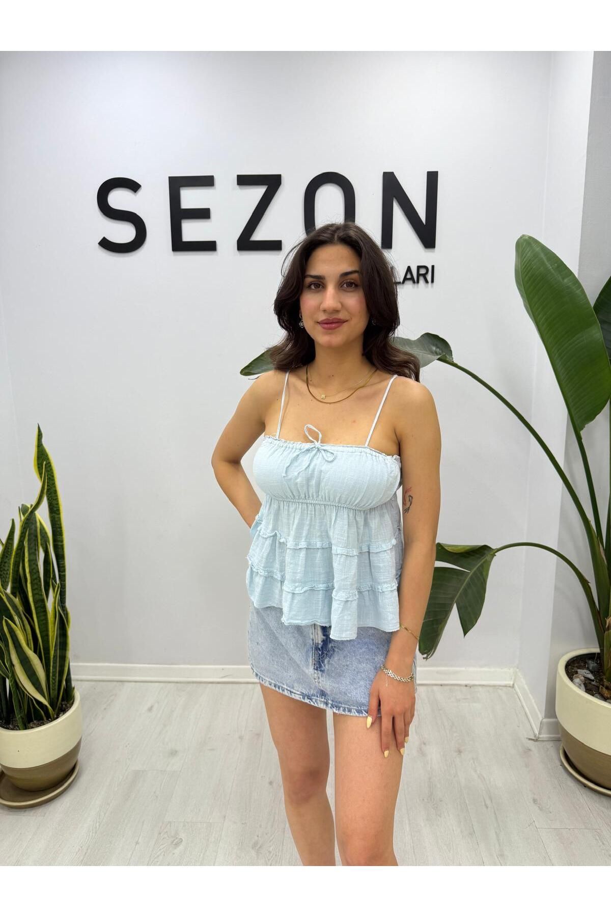 SEZON MAGAZALARI Kadın askılı pamuklu bluz